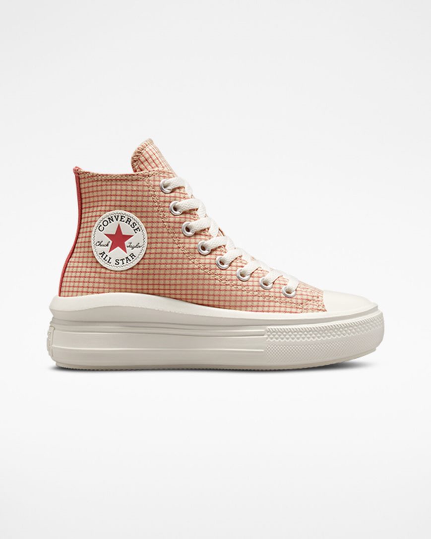 Zapatos Plataforma Converse Chuck Taylor All Star Move Checkered Altas Mujer Albaricoque | PE 78L4PW